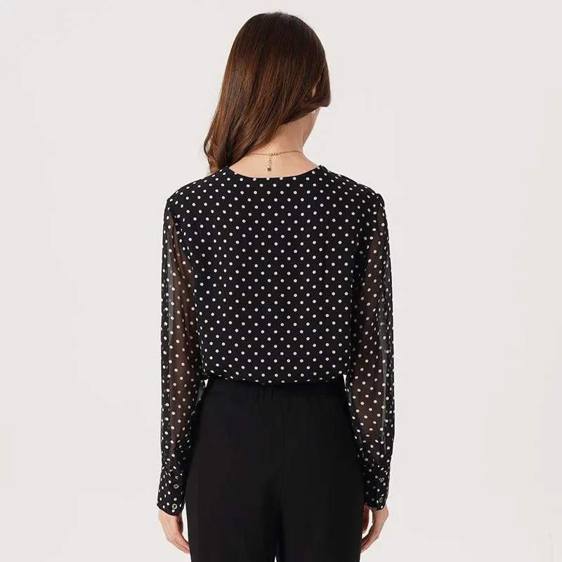 10 MM Georgette Silk Polka Dots Shirt