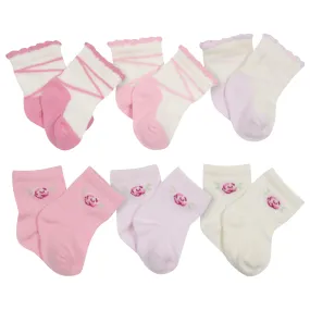 6-Pack Baby Girls Floral Wiggle Proof Socks