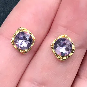 6mm Glass Rhinestone with Rhombus Setting | Nail Art Charm | Faux Gemstone | Mini Sparkle Embellishments (2 pcs / Purple)