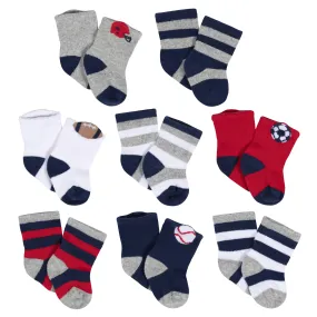 8-Pack Baby Boys All Star Jersey Wiggle Proof Socks