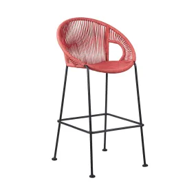 Acapulco 26 Indoor Outdoor Steel Bar Stool with Brick Red Rope