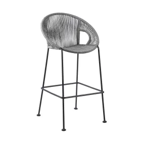 Acapulco 26 Indoor Outdoor Steel Bar Stool with Grey Rope