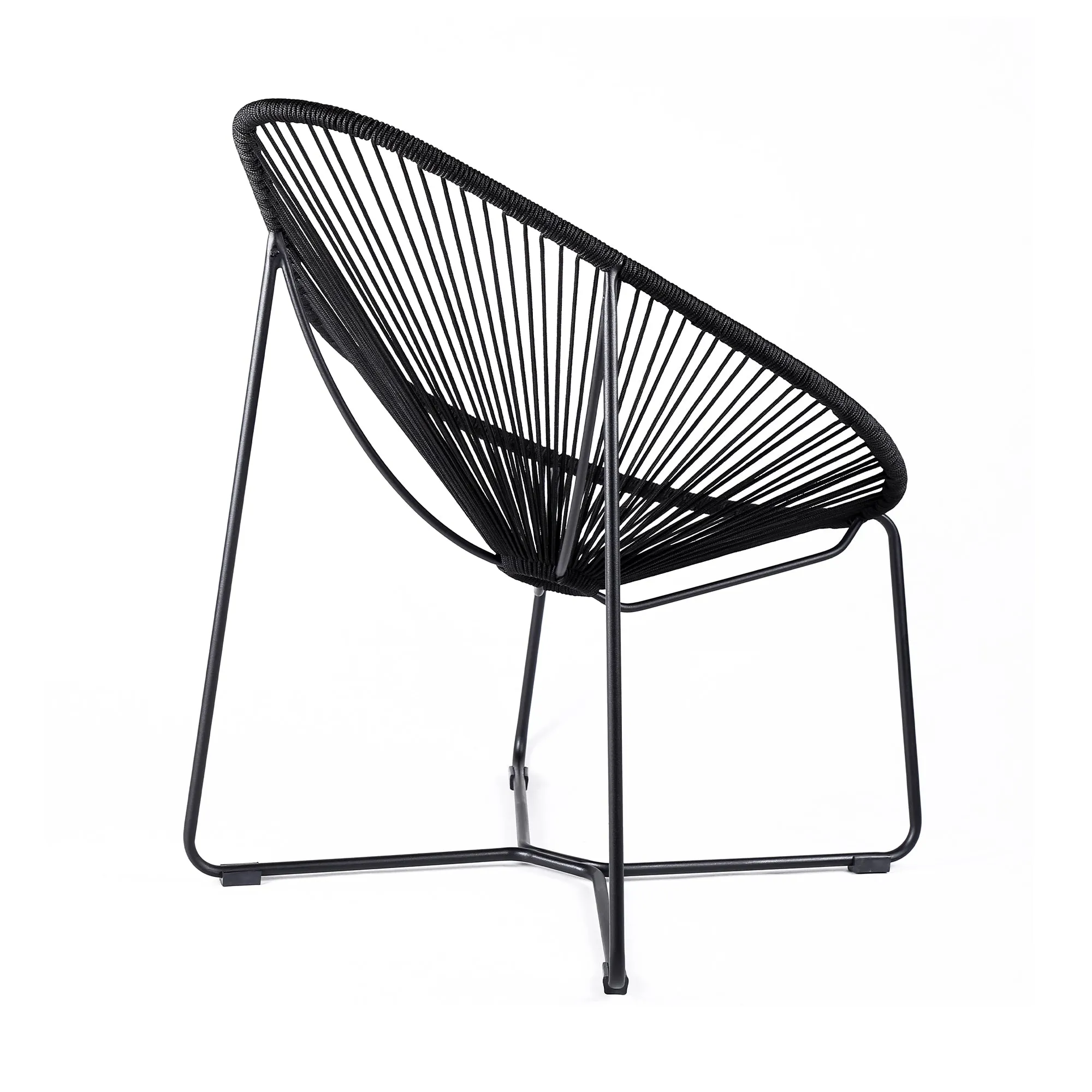 Acapulco Indoor Outdoor Steel Papasan Lounge Chair with Black Rope