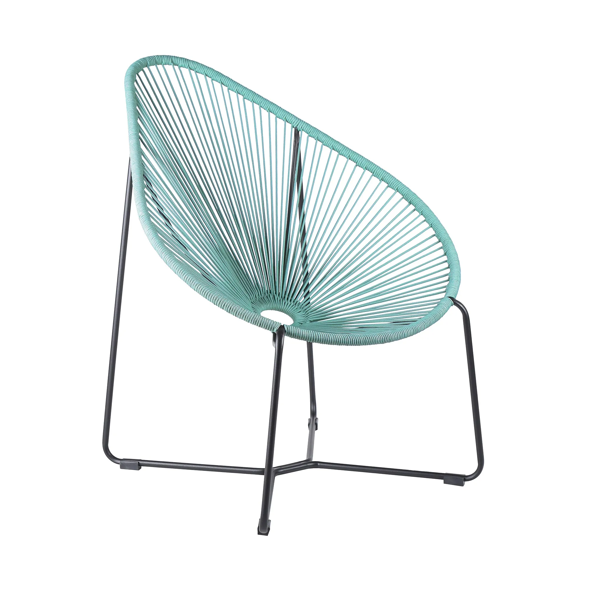 Acapulco Indoor Outdoor Steel Papasan Lounge Chair with Wasabi Rope