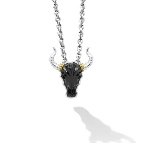 Anthem Black Agate Long Horn Pendant