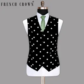 Black Polka Dotted Wool Waistcoat