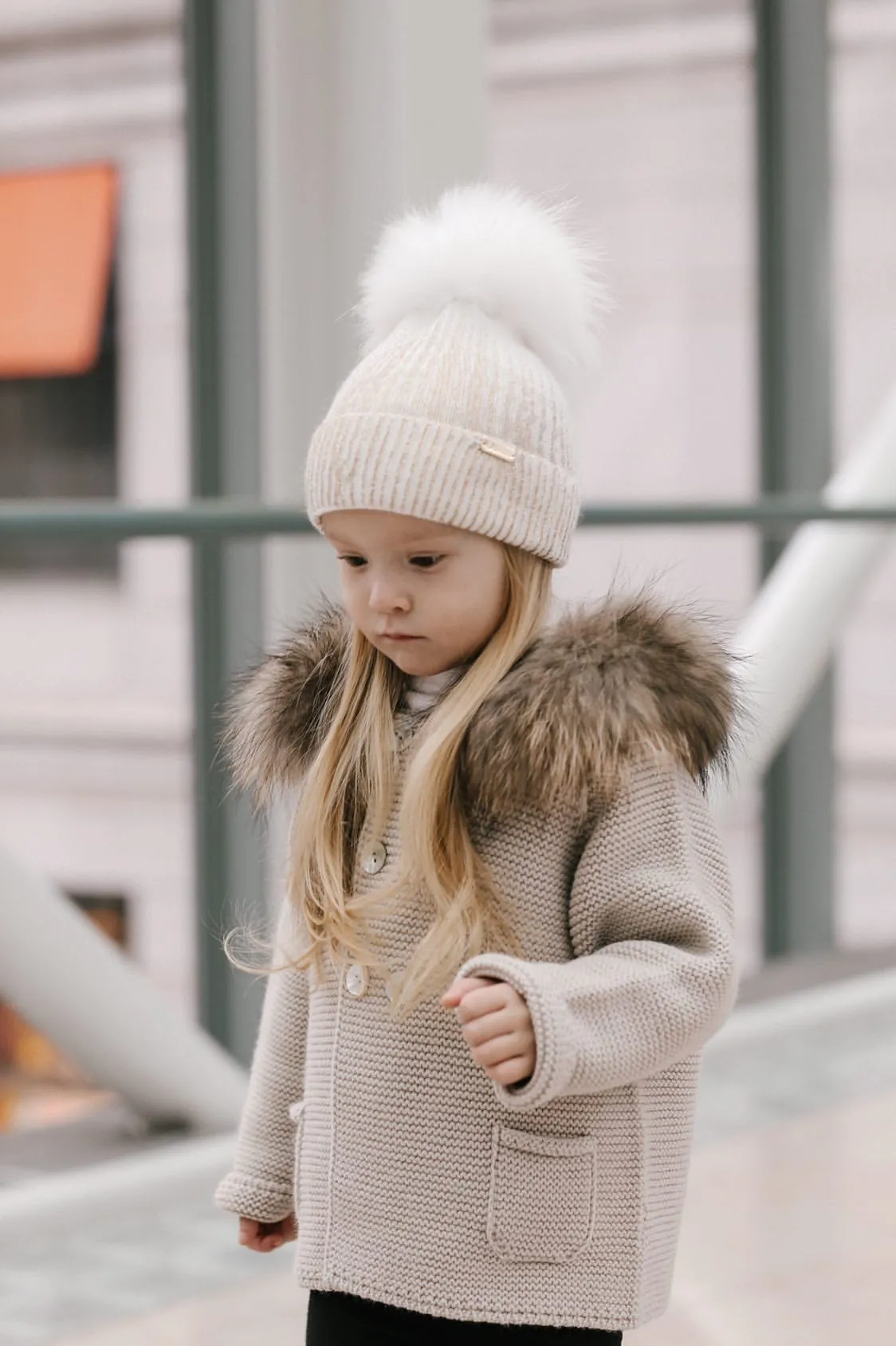 Bobble Babies knitted jacket in Oatmeal