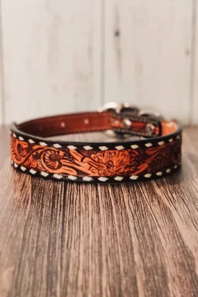 Buckstitch Tooled Dog Collar