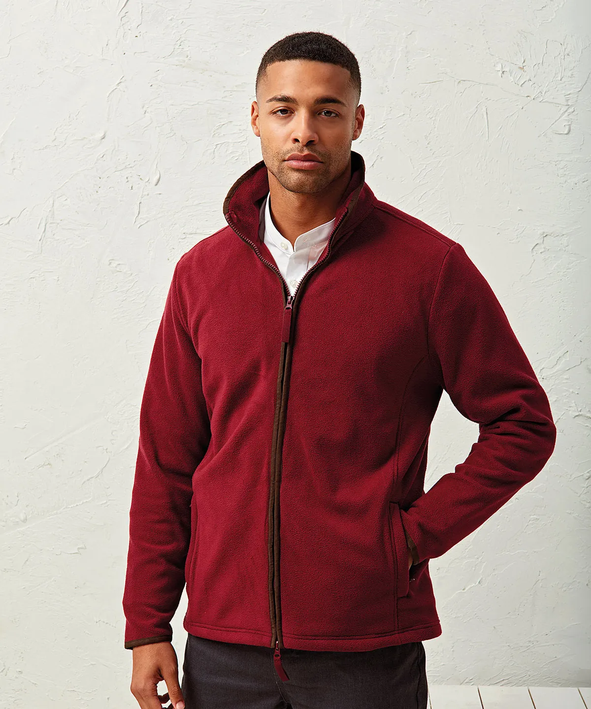 Burgundy/Brown - Artisan fleece jacket