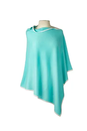 Classic Poncho - Aquamarine/Ivory