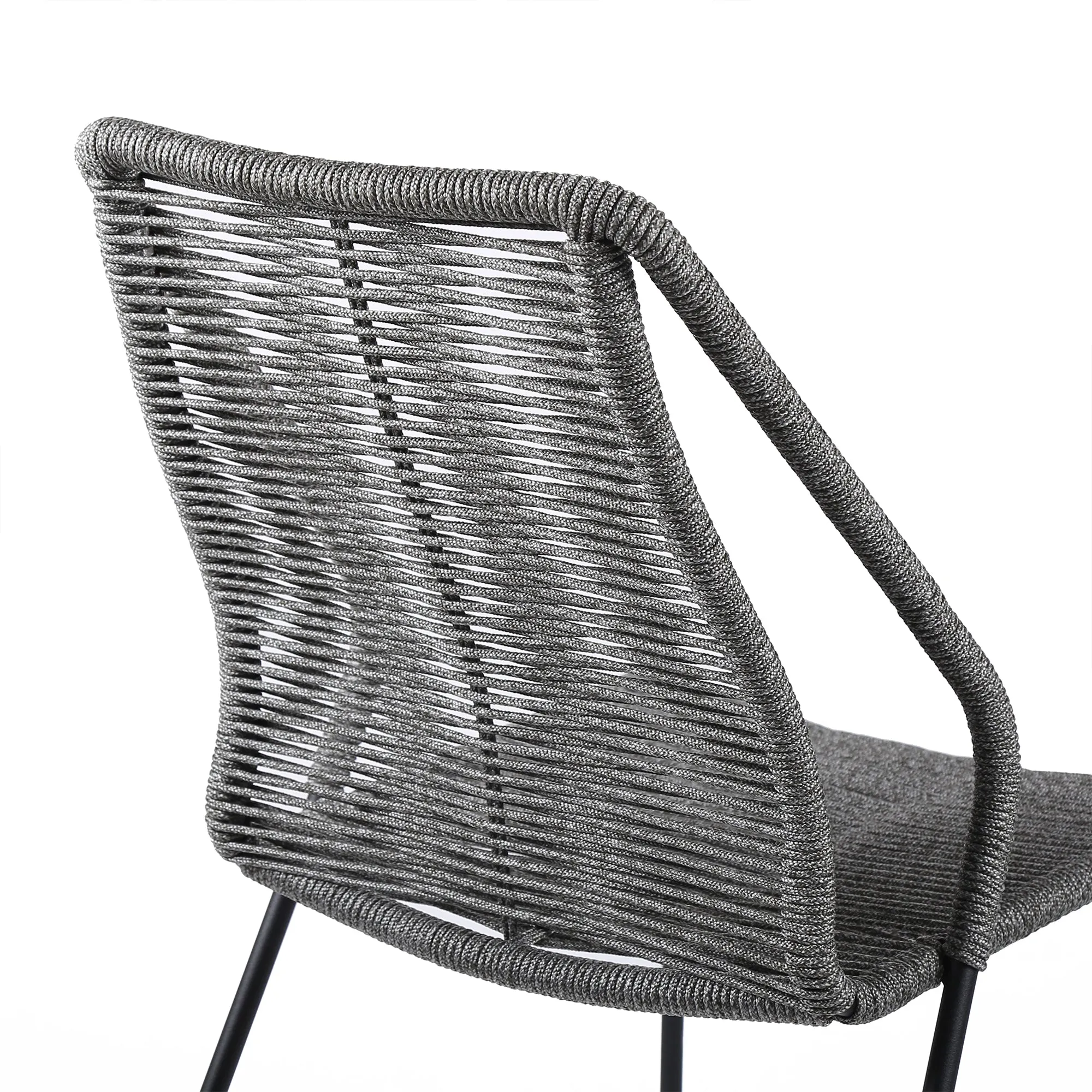 Clip Indoor Outdoor Stackable Steel Dining Chair with Grey Rope - Set of 2