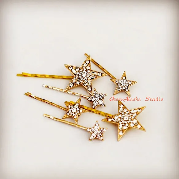 crystal rhinestone elestial star hairpin set