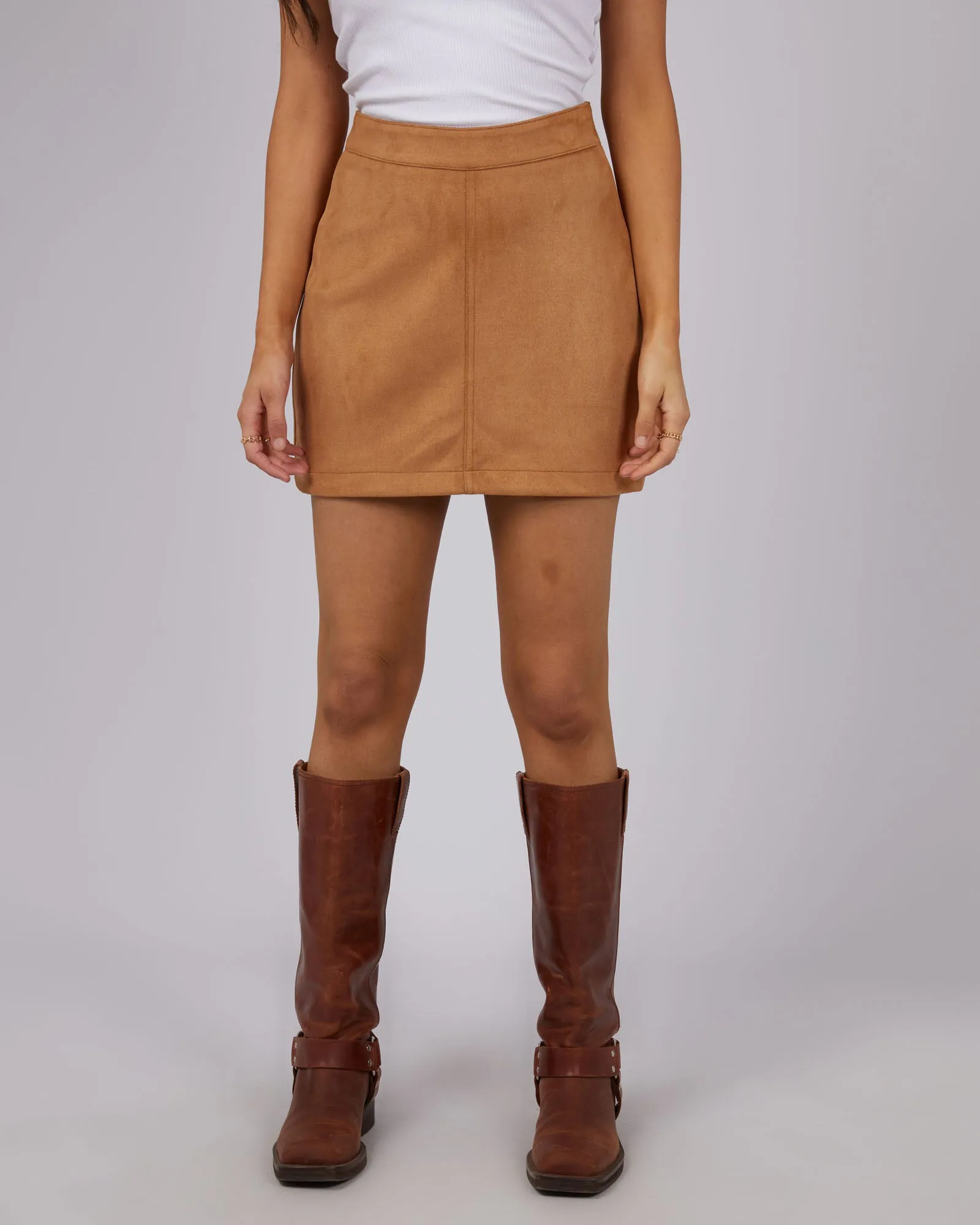 Dallas Seude Skirt | Tan