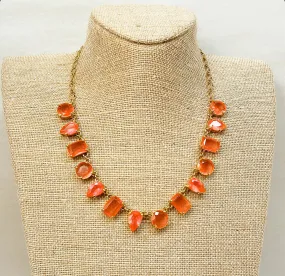 Designer Kate Spade signed coral pink gemstone necklace