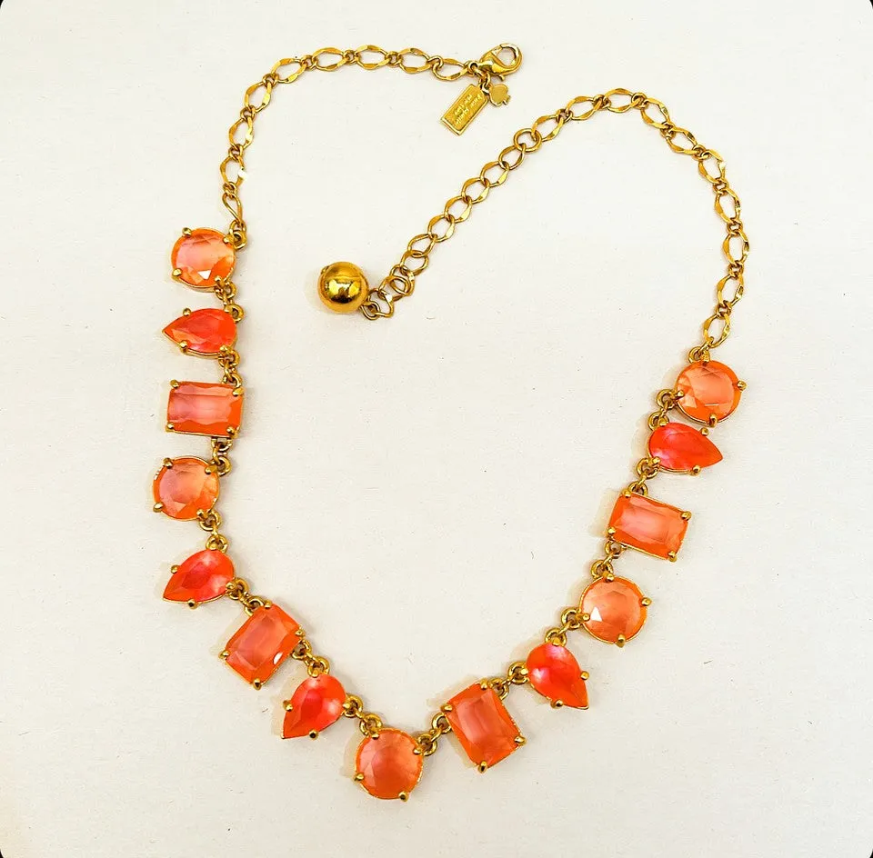 Designer Kate Spade signed coral pink gemstone necklace