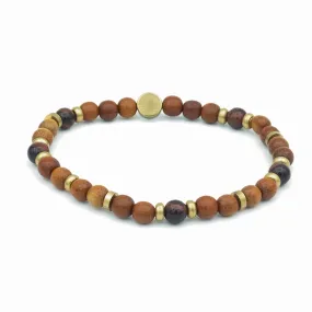 Gemstone And Wood Stretch Bracelet