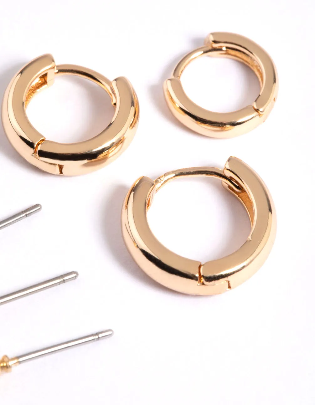 Gold Ball Stud & Huggie Earrings 6-Pack