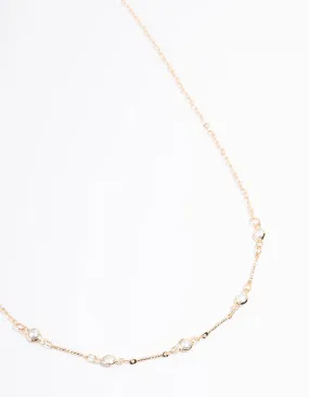 Gold Encased Pearl Station Necklace