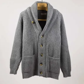 Grey mix shawl collar lambswool cardigan jacket