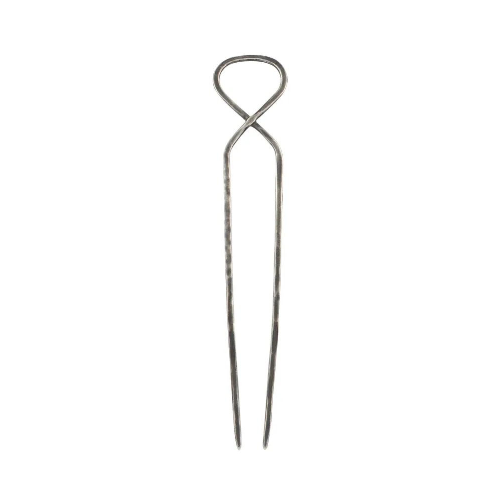 Hourglass Hair Pin -in Antiqued silver - Large