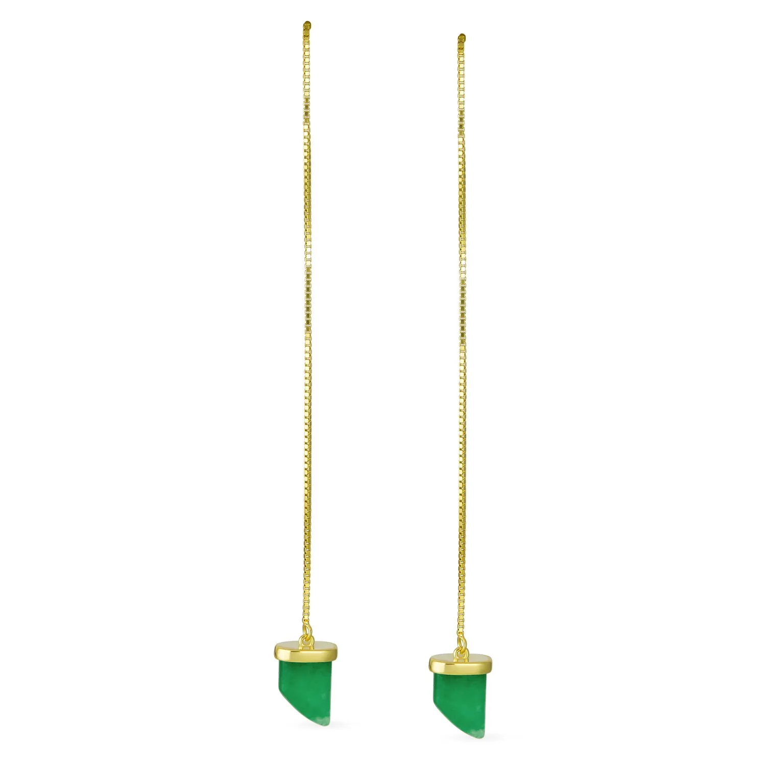 Italian Lucky Tooth Amulet Horn Turquoise Dangle Pendant Earrings 14K Gold Plated Sterling Silver