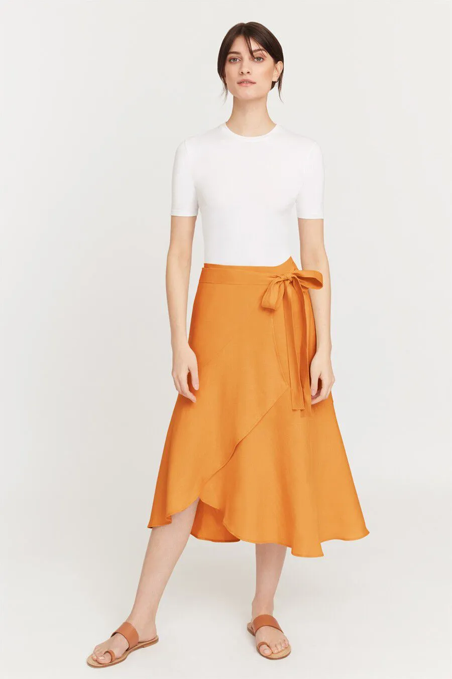 Linen Ruffle Wrap Skirt