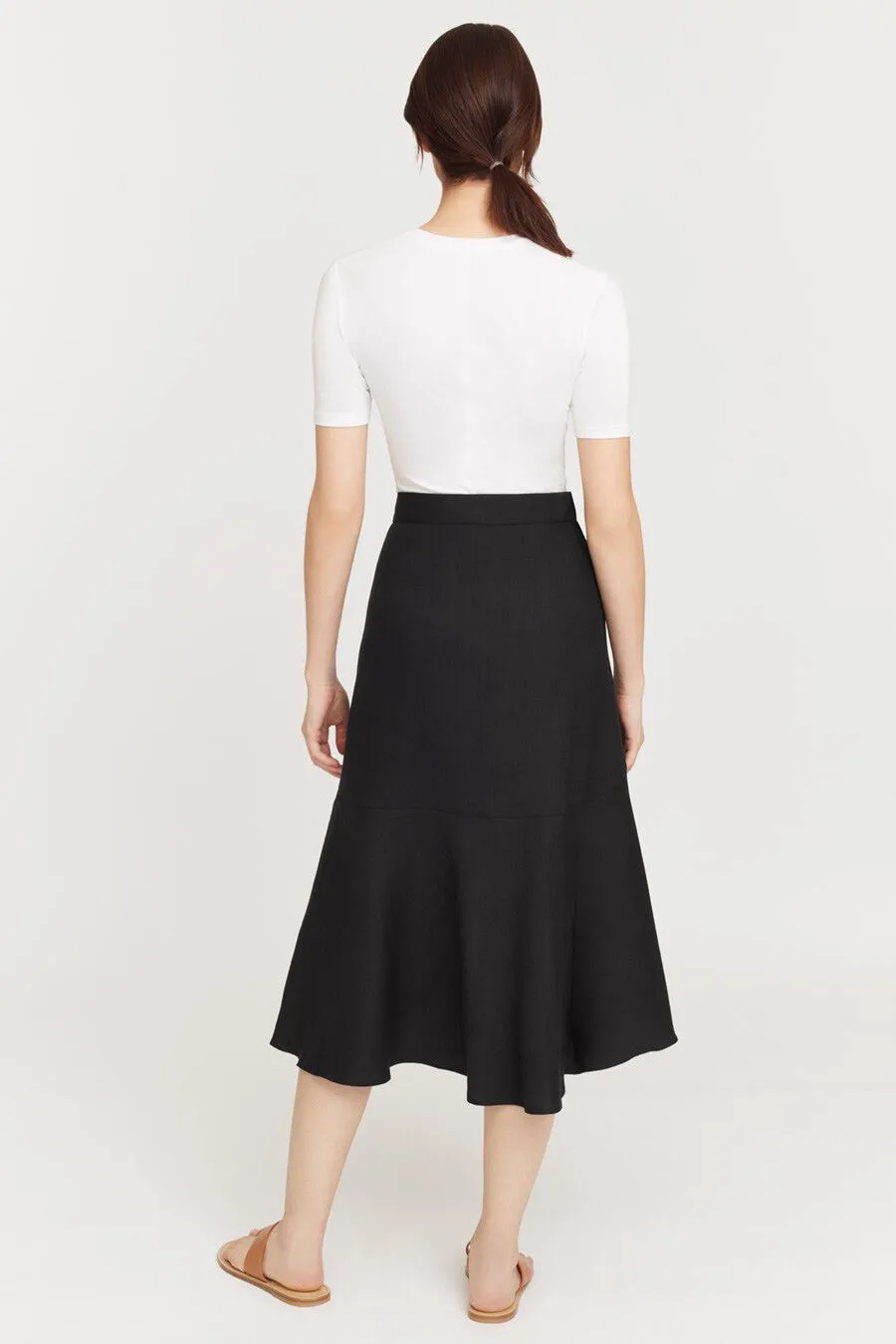 Linen Ruffle Wrap Skirt