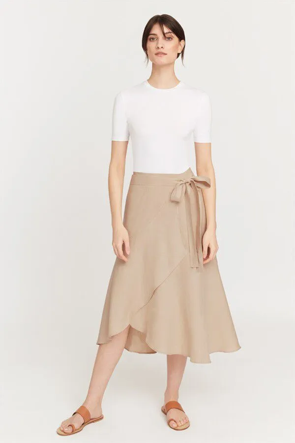 Linen Ruffle Wrap Skirt