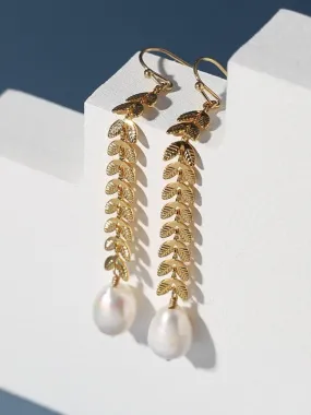 Maple Leaf Pearl Drop Earrings