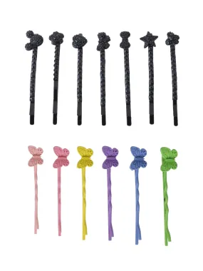 Melbees by Yellow Chimes Hair Pins for Girls Kids Hair Accessories for Girls Hair Pin 13 Pcs Bobby Pins for Hair Multicolor Charm Hairpin Bobby Hair Pins for Girls Kids Teens Toddlers