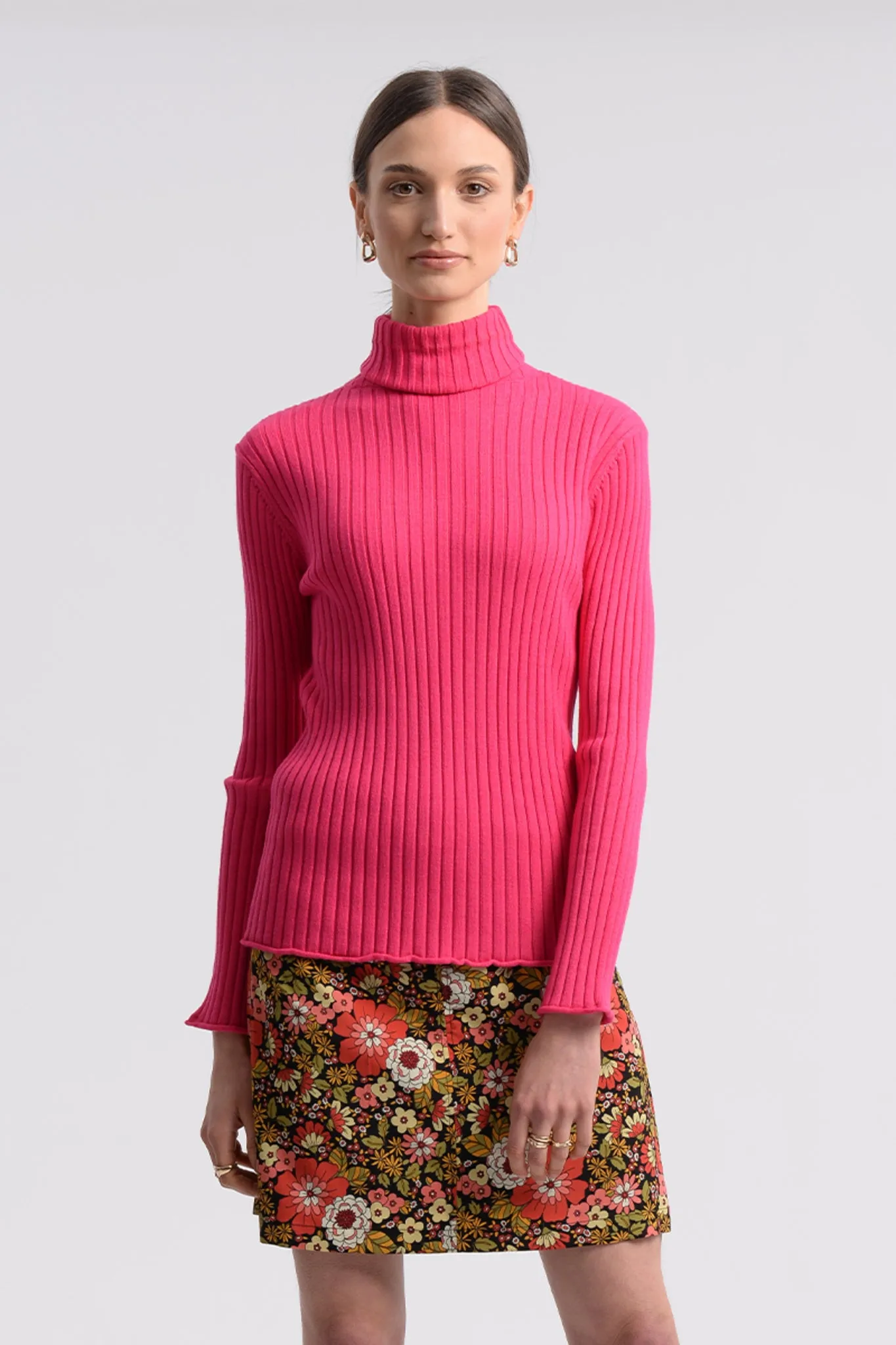 Molly Bracken Hot Pink Turtle Neck Jumper