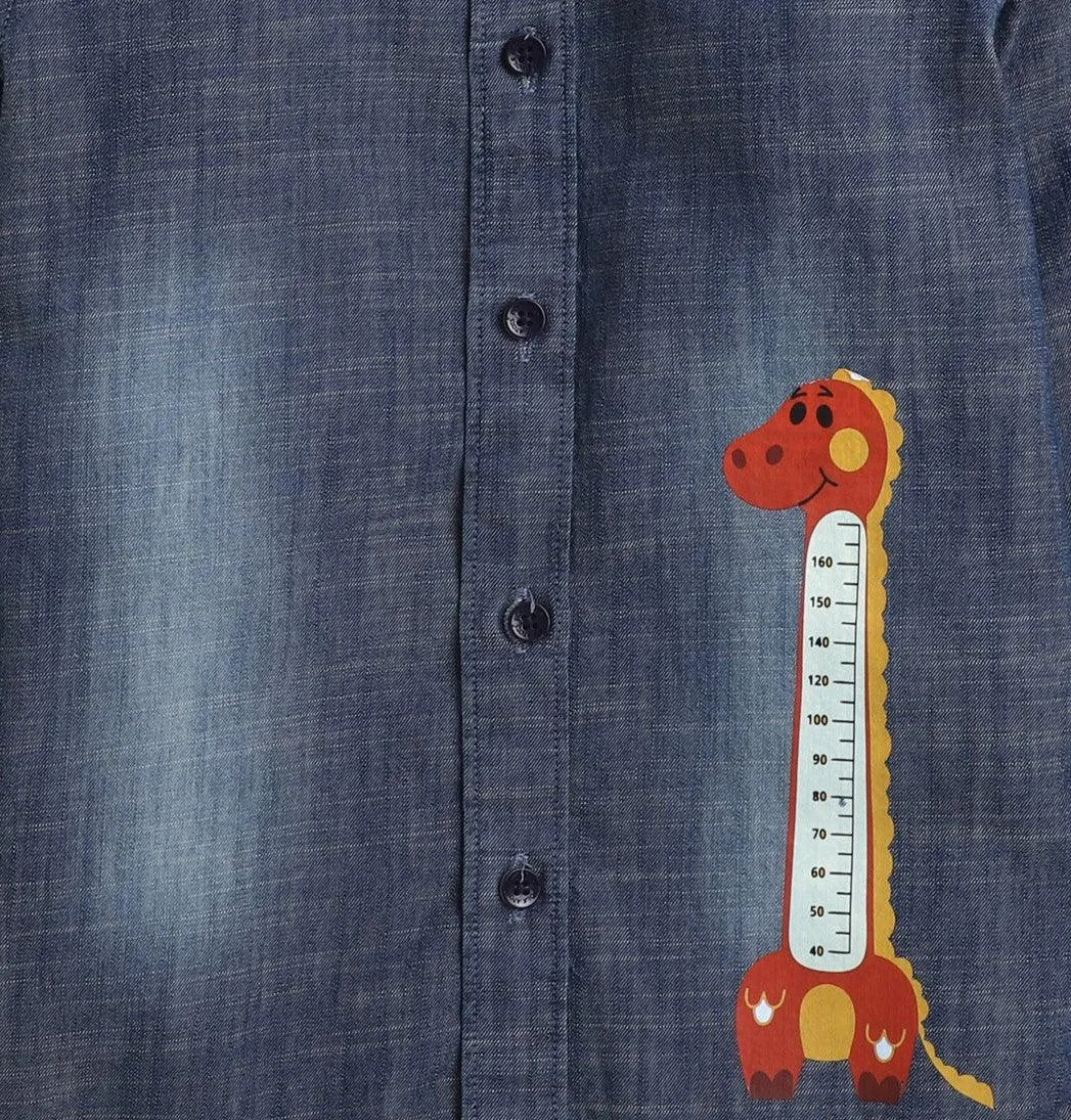 Polka Tots Denim giraffe  shirt - Blue