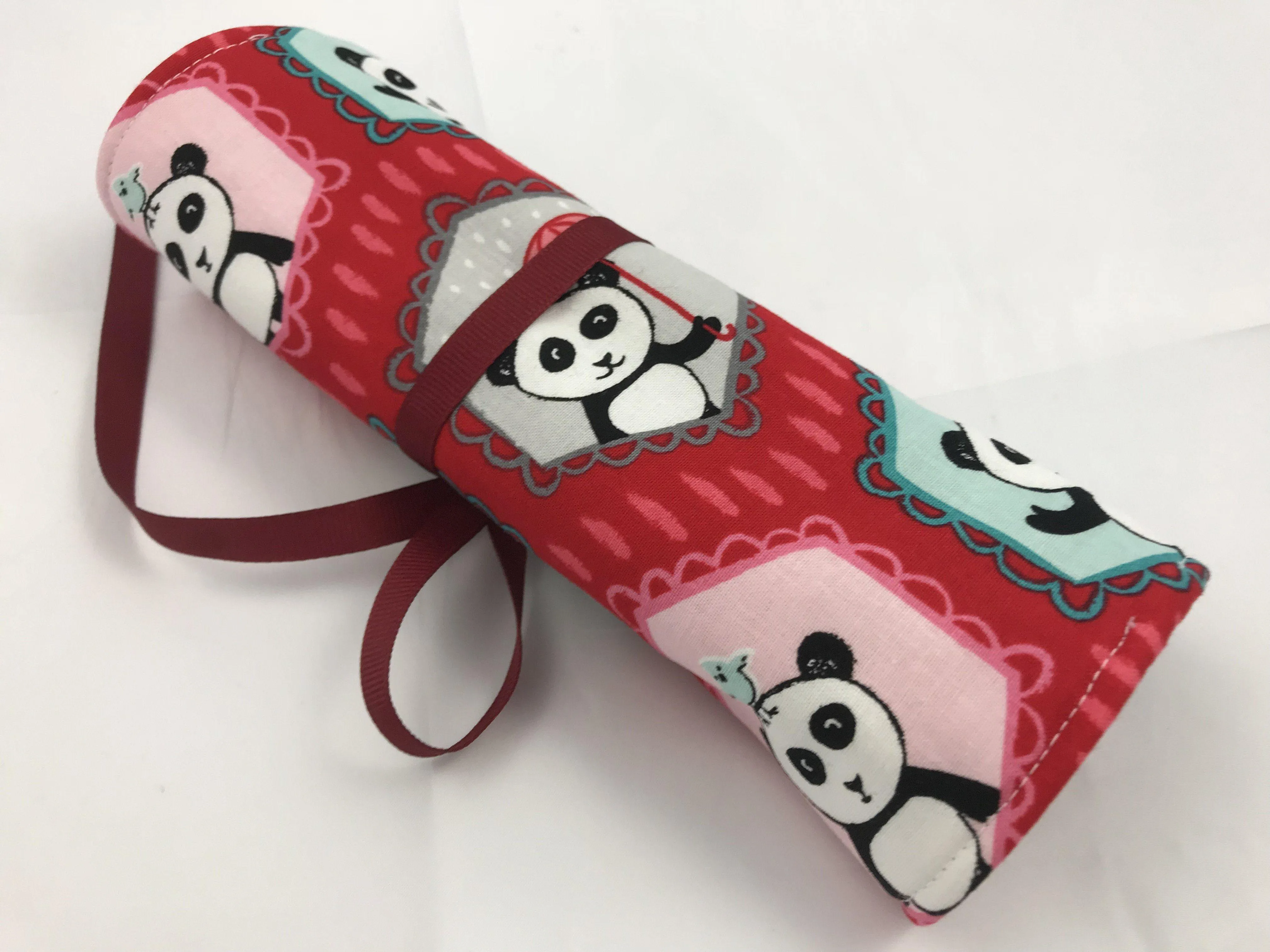 Red Travel Jewelry Case, Travel Bracelet Pouch, Jewelry Organizer, Panda