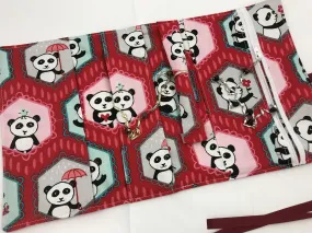 Red Travel Jewelry Case, Travel Bracelet Pouch, Jewelry Organizer, Panda