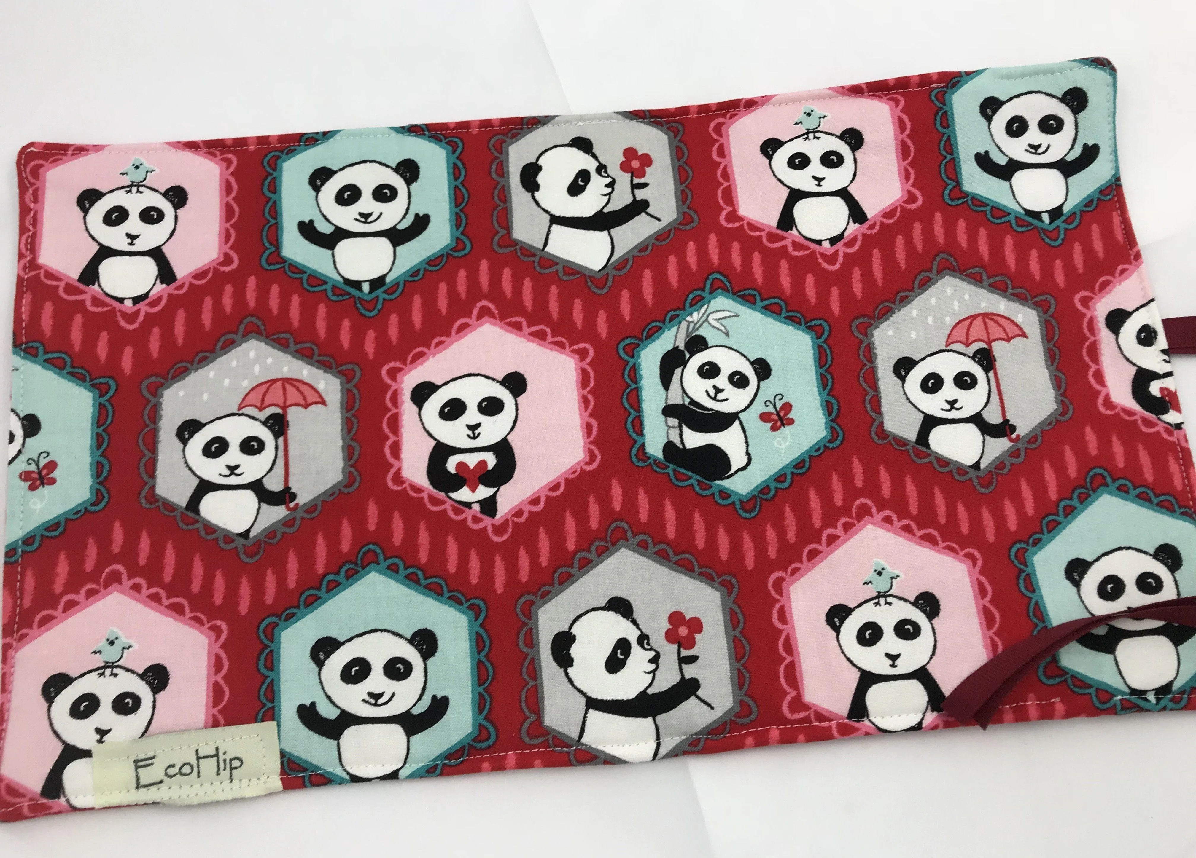 Red Travel Jewelry Case, Travel Bracelet Pouch, Jewelry Organizer, Panda