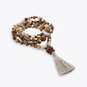 Silver & Sage In The Clear Mala