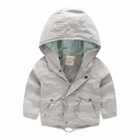 Spring Autumn Children's Cotton Clothes Kids Toddler Boys Hooded Windbreaker Fashion Outerwear