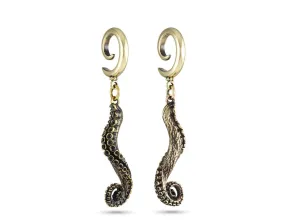 Tentacle Gauged Spiral Earrings - Bronze