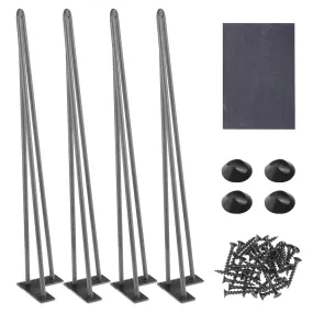 TheLAShop 28 Hairpin Legs Set of 4, 3-Rod Steel, Raw Steel