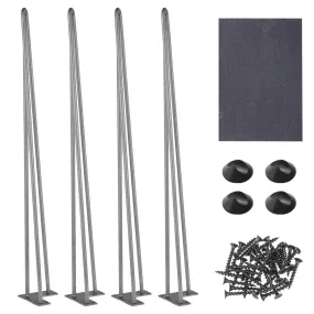 TheLAShop 34 Hairpin Legs Set of 4, 3-Rod Steel, Raw Steel