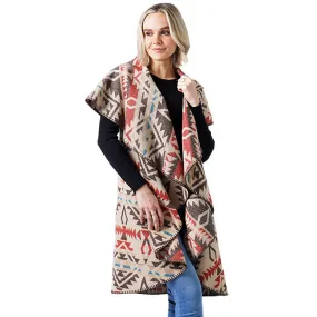 Western Pattern Reversible Shawl Wrap Poncho