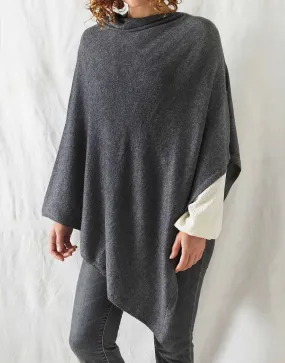 Women's Luxury Merino Wool Cowl Poncho – Charcoal