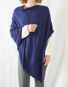 Women's Luxury Merino Wool Cowl Poncho – Navy