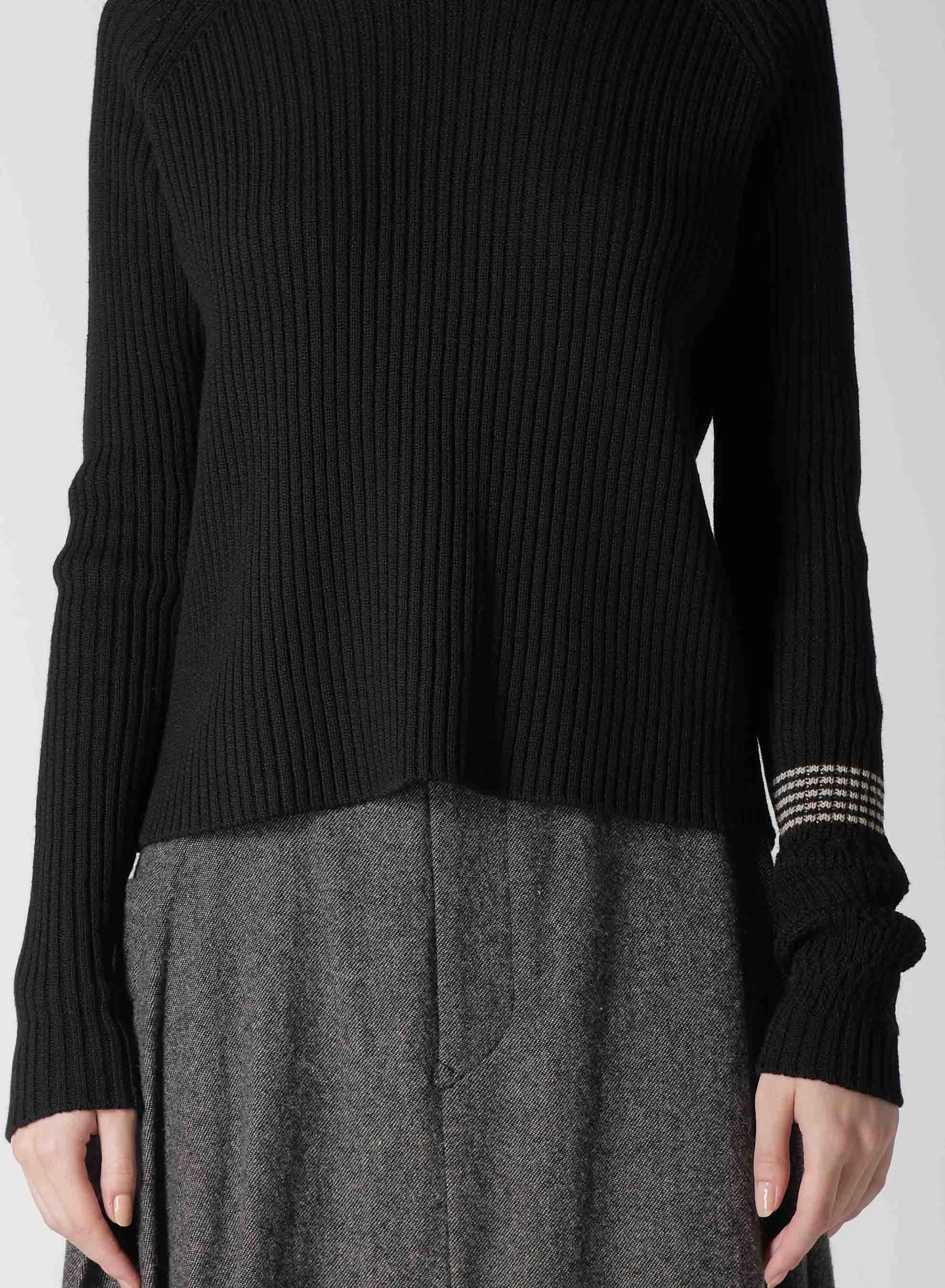 WOOL RIB TURTLE NECK PULLOVER