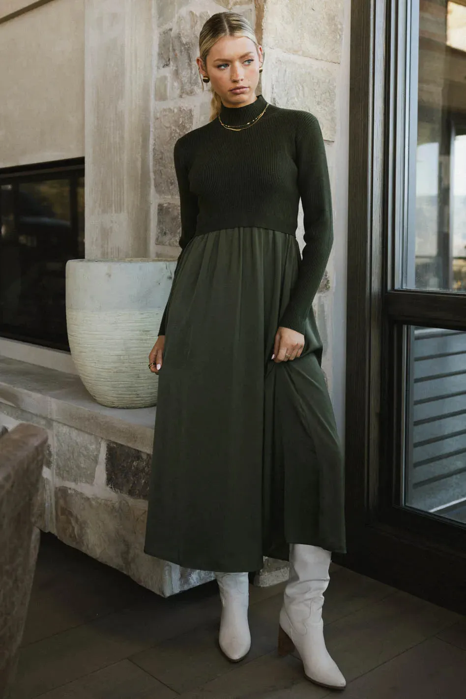 Zeda Maxi Dress in Olive